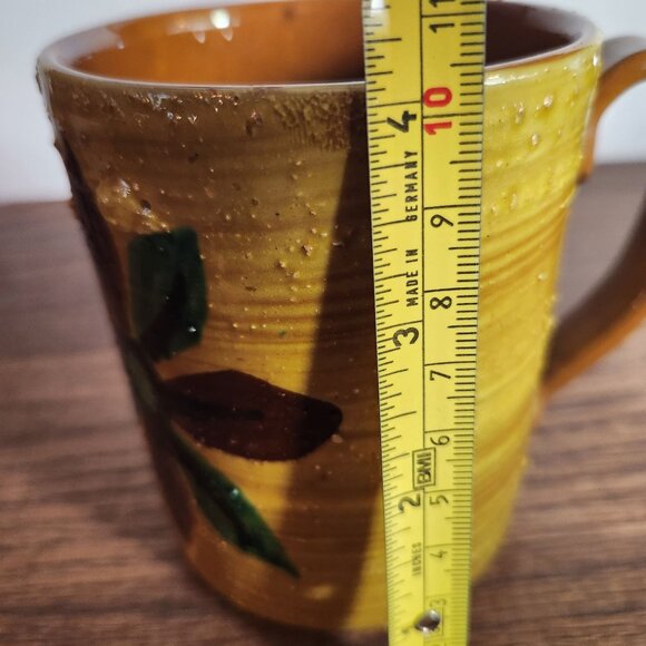 Vintage MCM Italian Bitossi style Hand-Painted Ceramic Mug With Floral & Geometr - Picture 2 of 9